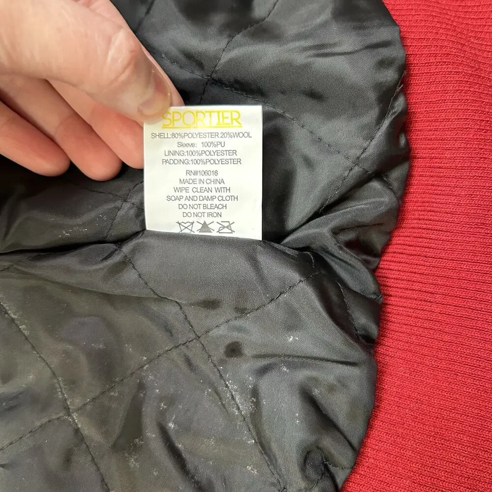 Vintage Sportier Brand Wool Varsity Bomber Jacket Size Medium 1990s - Picture 8 of 14